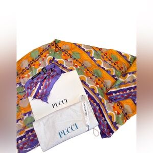 Authentic vintage colorful geometric Pucci modal cashmere scarf